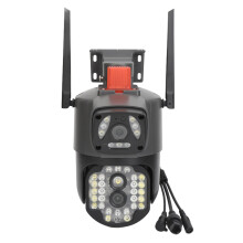 Dual Lens Dual Screen Security Camera, Full Color Night Vision with Smart Motion Tracking, TwoWay Audio, 128G Storage, US Plug