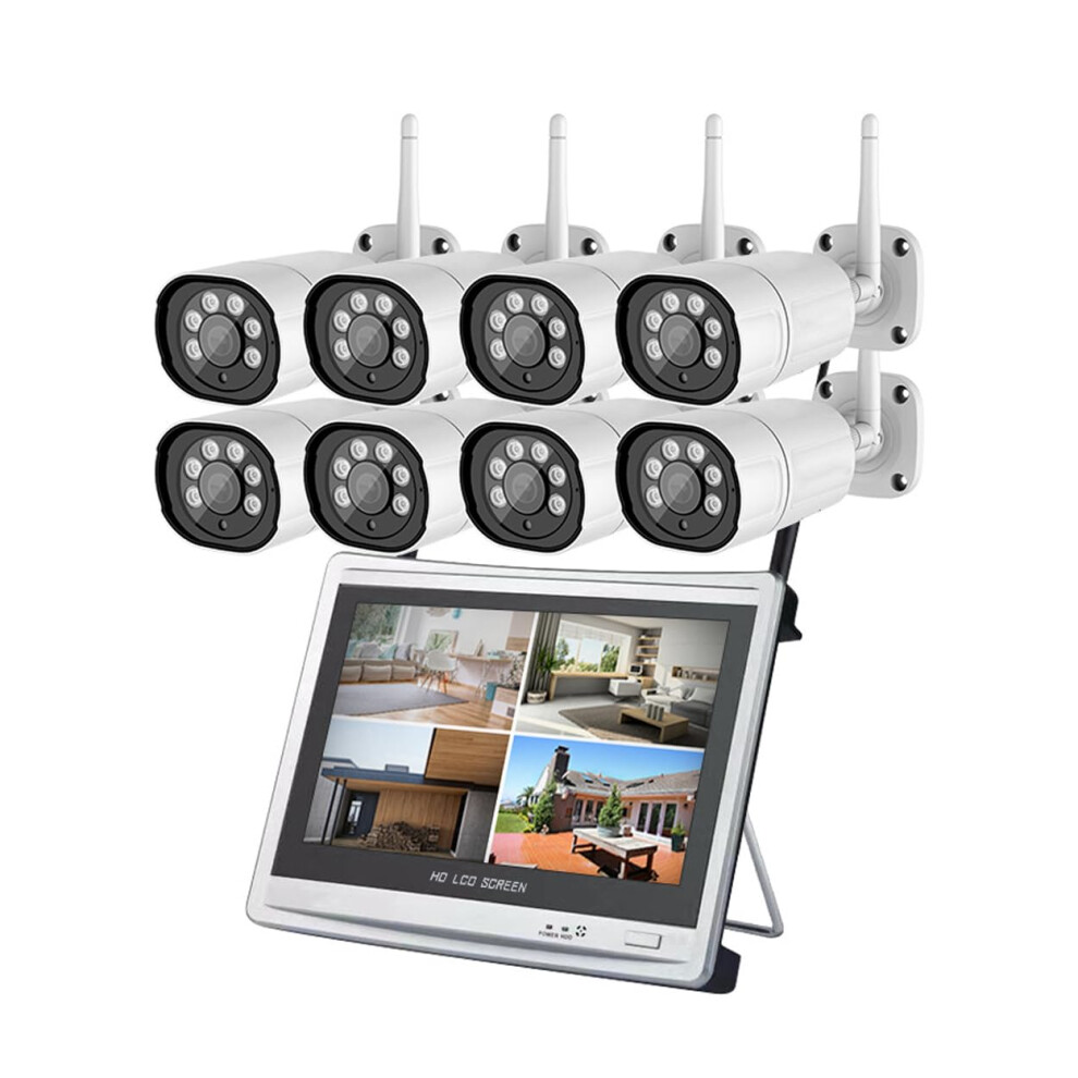 8Ch 3Mp Wireless Security Camera System With Nvr, 1296P Hd Wifi Home Surveillance Kit With Audio And Night Vision 9092120091793