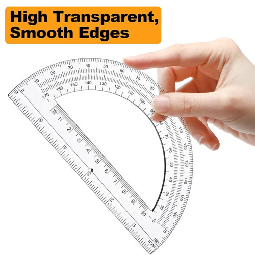 50 Pack Plastic Protractor, 6 Inch Clear Protractor for Geometry, School, Office 1