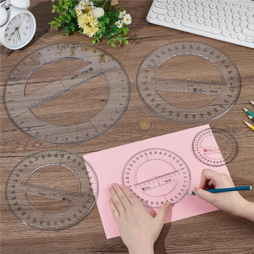 Set di 5 Goniometri A 360 Gradi, Righelli Geometrici In Plastica Trasparente 1