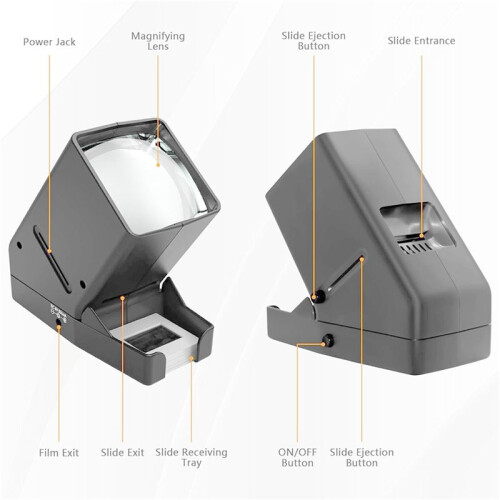 Visualizzatore di Diapositive e Pellicole da 35 mm - Visualizzatore di Diapositive con Ingrandimento 3X e Visualizzazione Illuminata A LED per 2