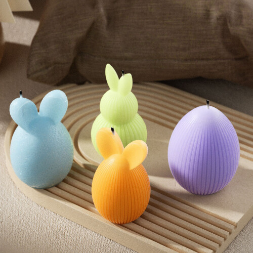 4Pcs Striped Easter Rabbit Eggs Shape Silicone Molds Heat-A 2