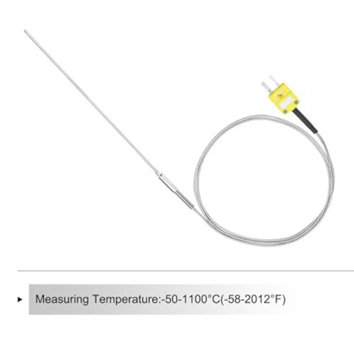 K Type Thermocouple with Plug, Meter Temperature Sensor Probe -50 to 1100C,3.3ft Wire 1x150mm 2