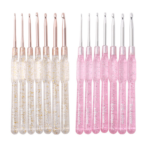 Portable Crochet Set With Storage Bag Pink Handle For-Clear 1