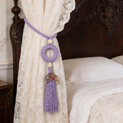 Curtain Tiebacks Handmade Decorative Curtain-Light Grey 2