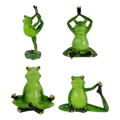 Sculpture de grenouilles vertes, Figurine d'animal méditant,-2 2
