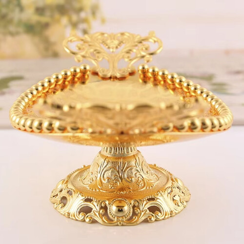 Luxuriöse goldene Perlen Metall-Servierplatte, ovale Form, 1