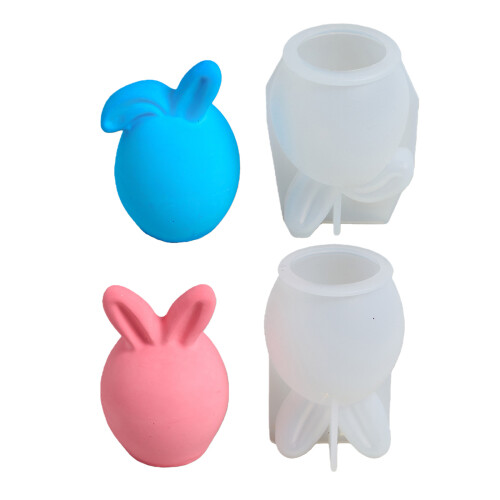 2Pcs Easter Rabbit Eggs Shape Silicone Molds for Making-A 1