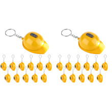 24 Stuks Bouwfeest  Zaklamp Sleutelhanger Miniatuur Bouwhelm Zaklamp Kleine Veiligheidshelm Sleutelhanger