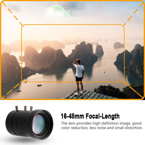HD Low Distortion CCTV Security Camera Lens, Manual Focus Fixed Lens Replacement for Surveillance 1