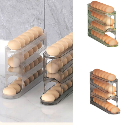 Clear Refrigerator Organizers Slide Designs Eggs Box-White 2
