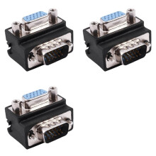 3X 15-Pin VGA Male to Female M/F Right Angle Adapter