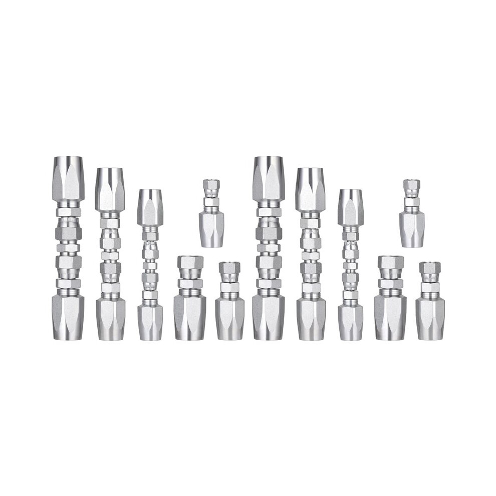 6Pcs Hydraulic Hose Field Repair Kit,1/4In,3/8In,1/2In And Small Repair Parts,Reusable Hydraulic Repair Fittings 6032692723541