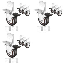 Side Mount Casters,Casters Set of 12 with Brake,L-Shape Plate Small Wheels for Furniture,Cabinet Casters,1 in(L-Shape)