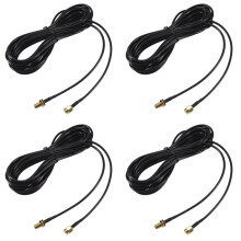 4pcs 5M Black RP-SMA Male to Female Wifi Antenna Connector Extension Cable