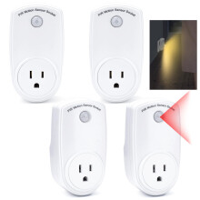4 PCS Motion Sensor Outlet Plug Set, PIR Motion Sensor Plug for Indoor Lights, Smart Energy Saving Control with 120 Wide Angle Detection