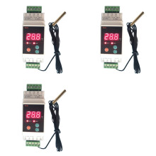 3X Termostato de Trilho Din com -40-110 Conveniente Saída de 2 Vias, Saída de Controlador de Alarme de Temperatura 7A/250VAC