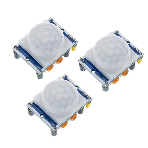 HCSR501 PIR Motion Sensor Module 3 Pack, Smart Human Infrared Detector for Arduino with Adjustable Sensitivity