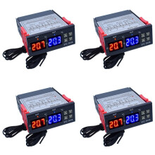 4X Dual Digital STC-3008 Temperature Controller Two Relay Output Thermostat Heater with Probe Temperature Controller,B