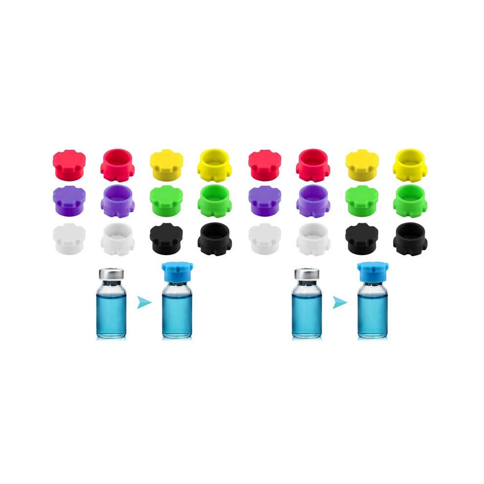 24Pack Of 3Ml Glass Vial Caps,Leak-Proof Dust Caps In 6 Color,Suitable For Peptide Vials, Injection Vials And Reagent 4712256530373