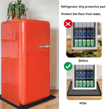 Refrigerator Floor Protector, Fridge Silicone Mat,Fridge Under Mat,Laundry Guard for Washer & Dryer,Drip Tray Black