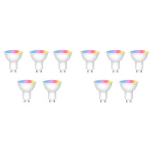 10 Bombillas LED Inteligentes GU10 Tuya WiFi Regulables, 6 W, 220 V, Control por Aplicación Life, Funciona con Alexa y Home.