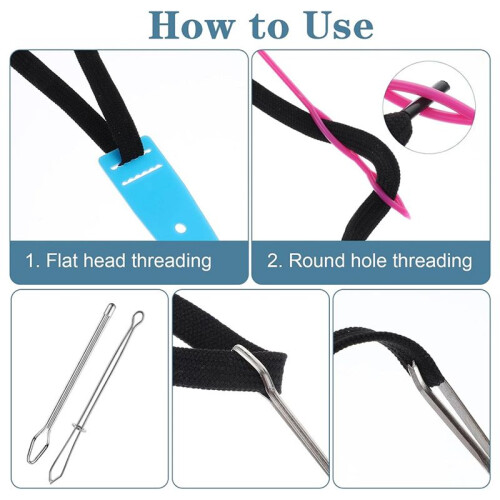 8 Pcs Flexible Drawstring Threader Tool Set Sewing Loop Turner for Jackets, Coats, Pants, Hoodies & Sweaters 2