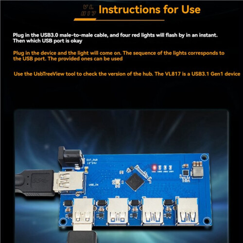 2X Module D'Extension USB HUB USB 3.1 VL817 1 à 4 2