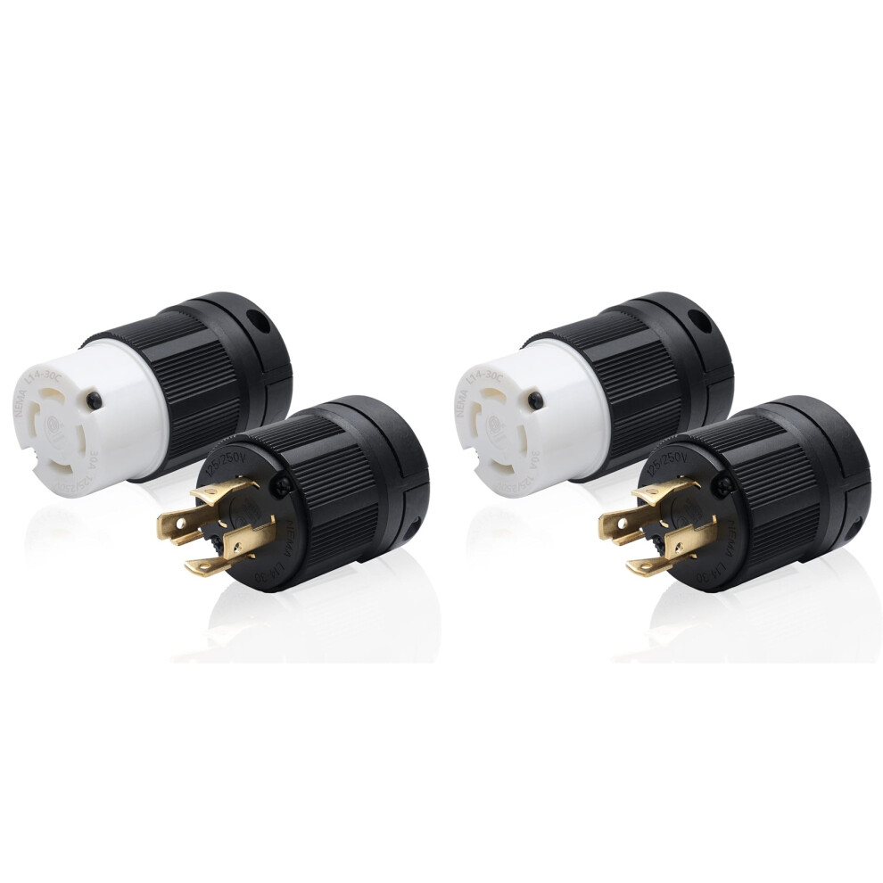 2X 30A Locking Plug/Connector For Generator,Nema L14-30P & L14-30C,125/250V 3 Pole 4 Wire Grounding Electrical 6033113276615