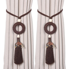 Outdoor Curtain Tiebacks Rope Curtain Holders-Dark brown