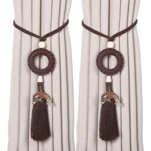 Curtain Tiebacks Handmade Decorative Curtain-Dark brown