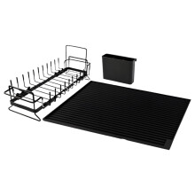 Metal Expandable Dish Rack And Nonslip Silicone Drying Mat