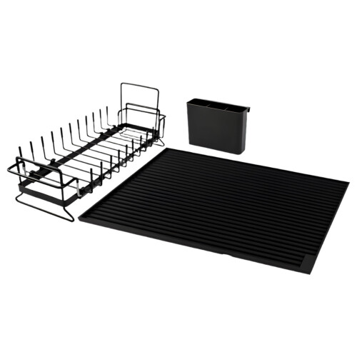 Metal Expandable Dish Rack And Nonslip Silicone Drying Mat