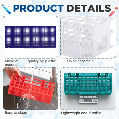4 Pezzi Supporto per Provette In Plastica Supporto per Provette Supporto per Provette Staccabile per Provette da 16 mm 40 Fori 1