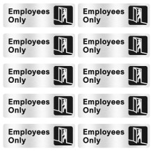 10Pcs Employee Access Signs Stainless Steel Information Sign For