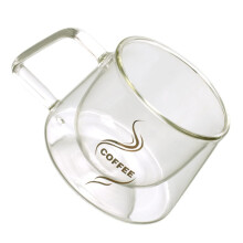 Double Wall Glass Coffee Mug with Handle, Heat Resistant and Clear Cup for Espresso, Milk and Water