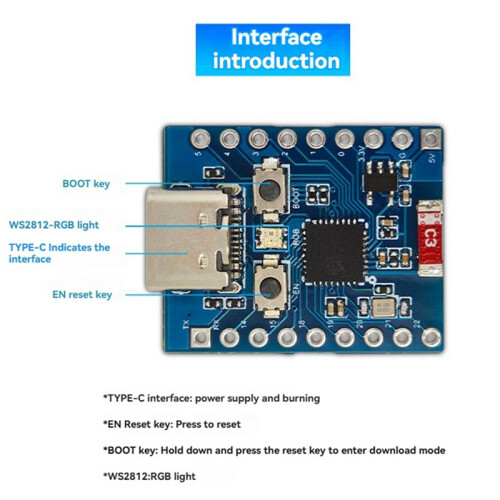3X ESP32C6-TINY SuperMini Microcontroller Development Board Support WIFI  with Onboard WS2812 ESP32-C6FH4 2