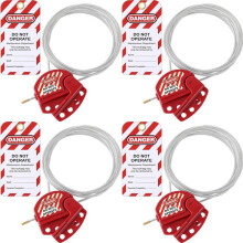 4X Lockout Tag Cable Lock Adjustable Cable Lock Vinyl Coated Steel Cable Lock for Equipment Maintenance and Repair