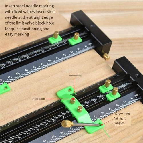 35cm Vertical Marking T-Type Hole Marking Mark/T-Type Double- Ruler with Steel Needle/Parallel Marking Ruler