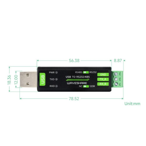 5X Waveshare Conversor de Comunicação Serial USB para RS232/485 FT232RNL para  Linux Android Win 11/10/8.1/8/7 2