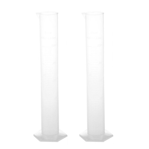 2X Lab Set 250mL Clear White Plastic Liquid Measurement Graduated Cylinder