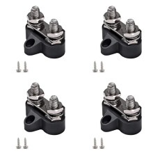 4X Terminal Block Studs M8 48V Junction Block Bus Bar Dual Heavy Duty Power Distribution Stud for Truck RV Boat,Black