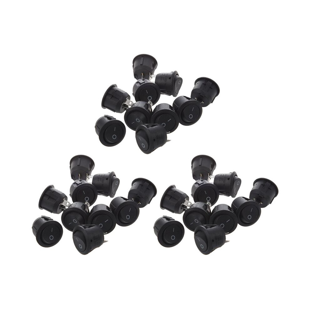 30Pcs Ac 6A 10A 250V Off Snap In Spst Round Boat Rocker Black 6031337447620