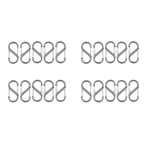 20 Pcs  S Shape Key Chain Carabiner Fuse Clips (Silver)