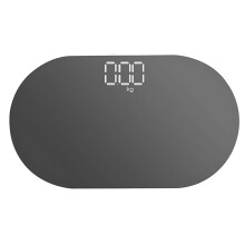 Digital Bathroom Scale with Compact USB Charging, Tempered Glass Platform, Gray, TravelFriendly