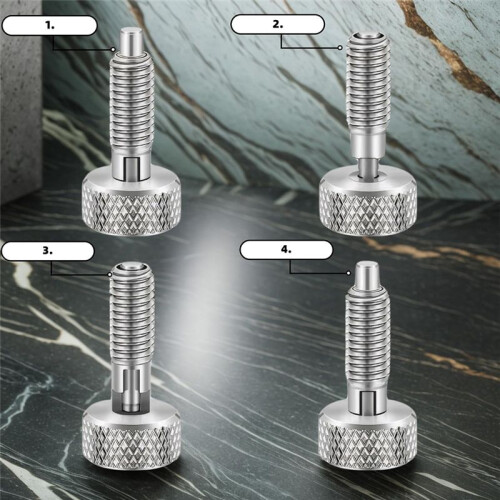 2Pcs Stainless Steel Hand Retractable Spring Plungers with Knurled Handle - Quick Release Locking Pin M10 1