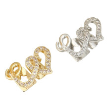2Pack Heart Shaped Silver Teeth Grillz Copper Zircon Dental Jewelry Unisex Hip Hop Trendy Design
