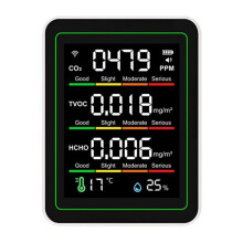 2X WiFi 5 in 1 Air Quality Detector USB Multifunctional Automatic Display CO2, TVOC Temperature Humidity Tester White
