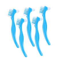 5pcs DoubleHeaded Denture Cleaning Brush Set for Partial and Full Dentures Blue Color