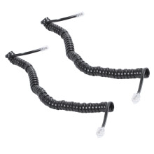 2X Black RJ9 Telephone Phone Modem Coil Cord Cable 9.3 inch